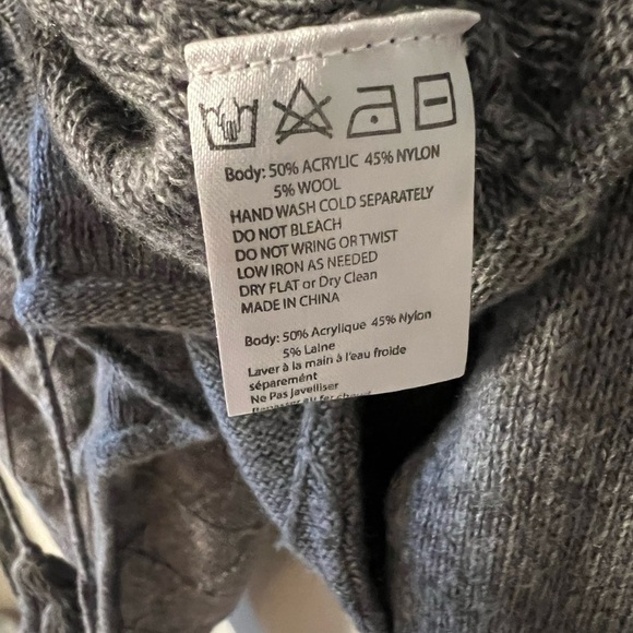 Anthropologie Moth Lace Up Diamond Weave Hooded Wool Blend Sweater Gray Small - Picture 7 of 10